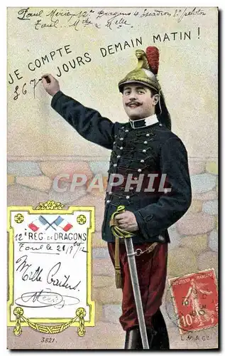 Cartes postales Militaria 12eme regiment de Dragons