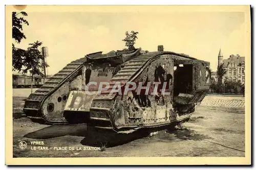 Cartes postales Militaria Tank Ypres Place de la station