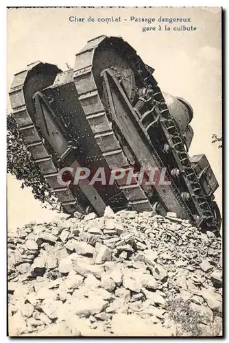 Cartes postales Militaria Tank Char de combat Passage dangereux gare a la culbute