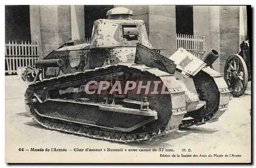 Ansichtskarte AK Militaria Tank Musee de l&#39armee Paris Char d&#39assaut Renault avec canon de 37mm