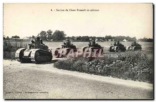 Ansichtskarte AK Militaria Tank Section de chars Renault en colonne