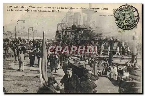 Cartes postales Bateau Guerre Iena Monsieur Thomson Ministre de la Marine arrivant sur les lieux de la catastrop
