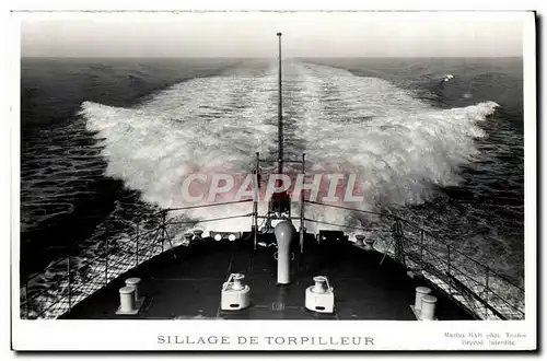 Cartes postales Bateau Guerre Sillage de torpilleur