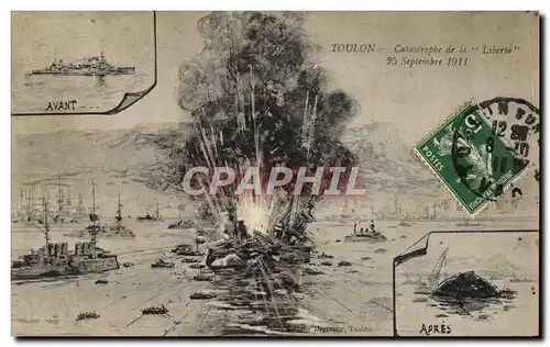 Cartes postales Bateau Guerre Toulon Catastrophe de la Liberte