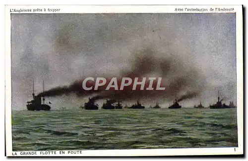 Cartes postales Bateau Guerre La grande flotte en route