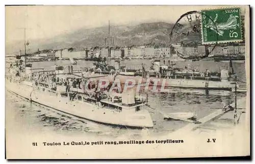 Ansichtskarte AK Bateau Guerre Toulon Le quai le petit rang mouillage des torpilleurs