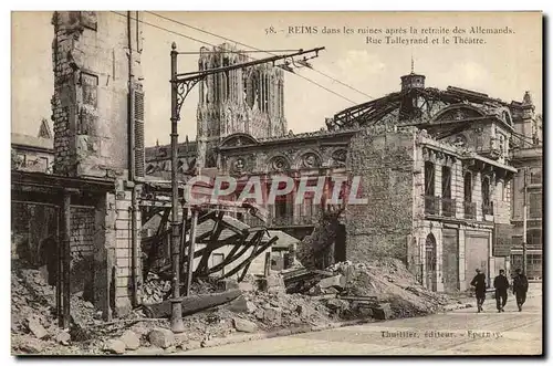 Cartes postales Reims Rue Talleyrand et le theatre Militaria