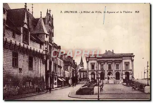 Cartes postales Saumur L&#39hotel de ville Le square et le theatre