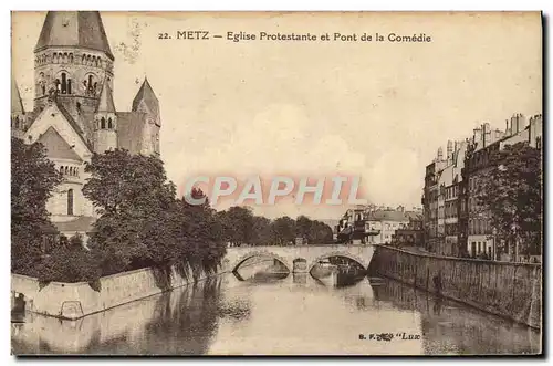 Ansichtskarte AK Temple protestant Metz Eglise protestante et pont de la comedie