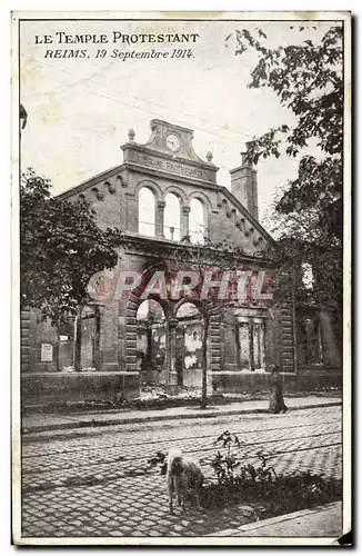 Cartes postales Temple protestant Reims Militaria