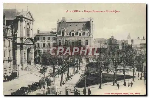 Cartes postales Temple protestant et place St Jean Nancy