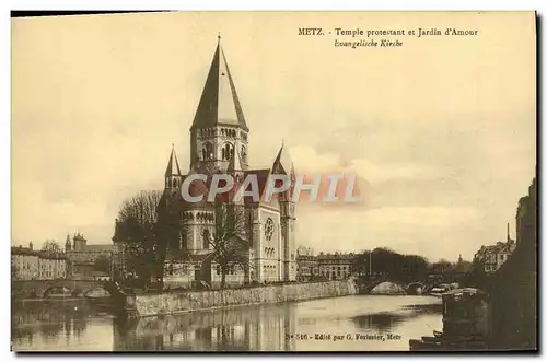 Ansichtskarte AK Metz Temple protestant et jardin d&#39amour