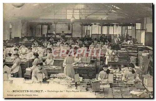 Cartes postales Biscuits Olibet Emboitage des Petit Beure extra