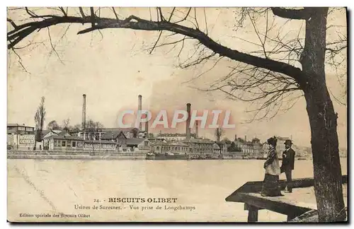 Cartes postales Biscuits Olibet Usines de Suresnes Vue prise de Longchamps