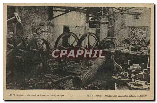 Cartes postales Roye Somme Machinerie de la sucrerie Lebandy saccagee