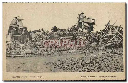 Cartes postales Hervilly sucrerie saccagee