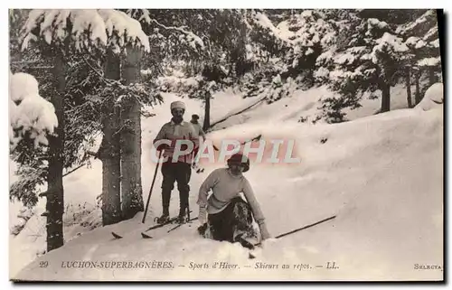 Ansichtskarte AK Sports d&#39hiver Ski Luchon Superbagneres Skieurs au repos