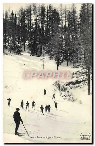 Ansichtskarte AK Sports d&#39hiver Ski Skieurs Chasseurs Alpins