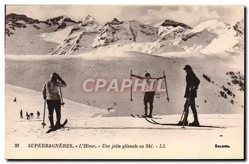 Cartes postales Sports d&#39hiver Ski Une jolie glissade en ski
