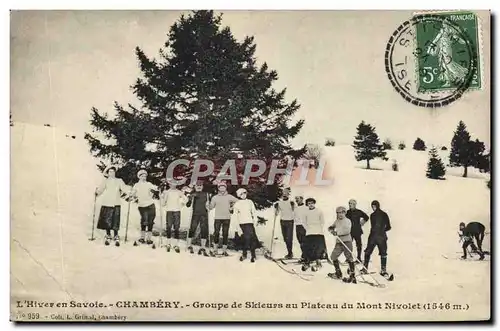 Ansichtskarte AK Sports d&#39hiver Ski Chambery Groupe de skieurs au plateau du Mont Nivolet