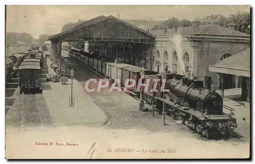 Ansichtskarte AK Train Locomotive Beziers Gare du Midi