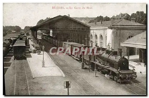 Ansichtskarte AK Train Locomotive Beziers Gare du Midi