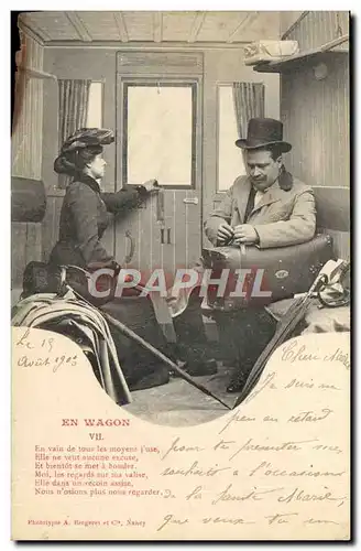 Cartes postales Train Femme En wagon