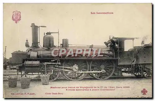 Cartes postales Train Locomotive Machine pour trains de voyageurs de la Cie de l&#39Etat