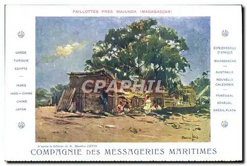 Ansichtskarte AK Bateau Messageries Maritimes Grece Paillottes pres Majunga Madagascar