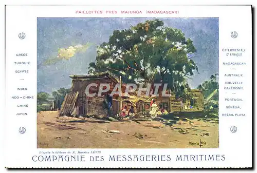 Cartes postales Bateau Messageries Maritimes Grece Paillottes pres Majunga Madagascar