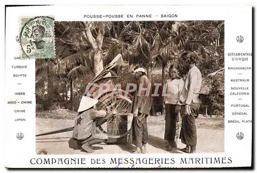 Cartes postales Bateau Messageries Maritimes Pousse Pousse Saigon Indochine