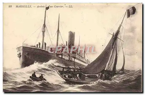 Cartes postales Bateau Marseille Arrivee d&#39un courrier