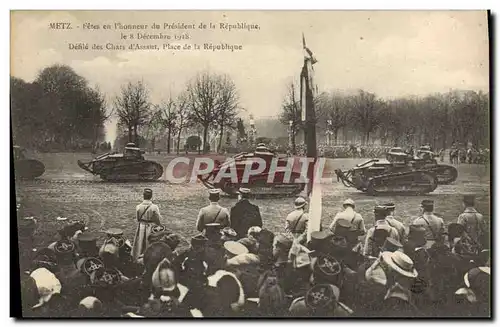 Cartes postales Militaria Tank Metz Fetes en l&#39honneur du President de la Republique Defile des chars d&#39as