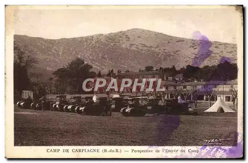 Ansichtskarte AK Militaria Camp de Carpiagne Perspective de l&#39entree du camp