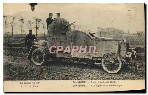 Cartes postales Militaria Tank Dixmude Auto mitrailleuse belge