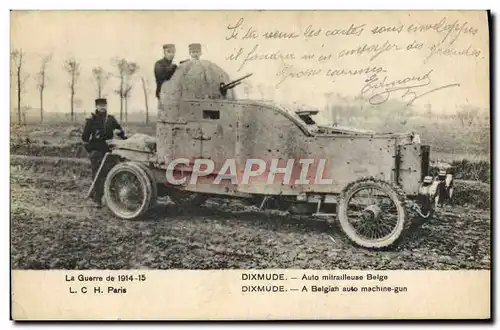 Cartes postales Militaria Tank Dixmude Auto mitrailleuse belge