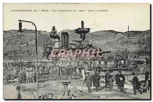 Cartes postales Bateau Guerre Catastrophe du Iena Vue d&#39ensemble du Iena apres l&#39explosion