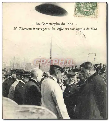 Cartes postales Bateau Guerre Catastrophe du Iena M Thomson interrogeant les officiers survivants du Iena