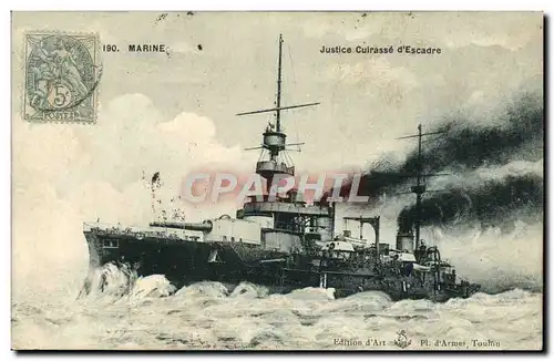 Cartes postales Bateau Guerre Justice Cuirasse d'escadre