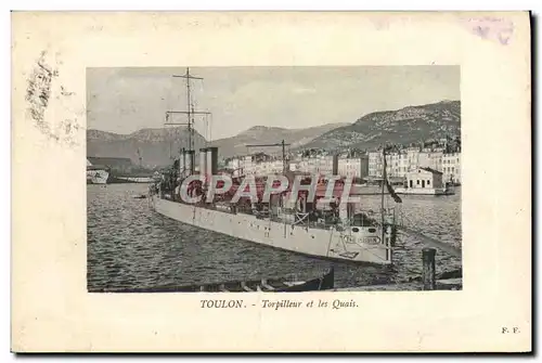 Ansichtskarte AK Bateau Guerre Toulon Torpilleur et les quais