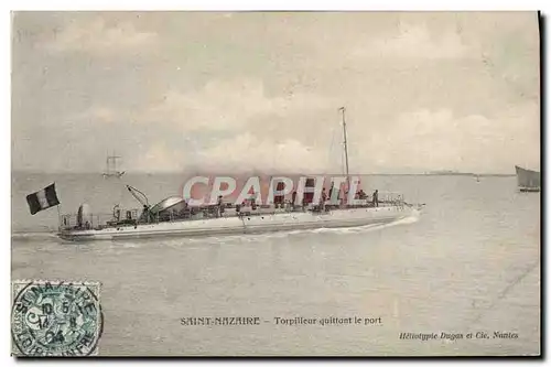 Cartes postales Bateau Guerre Saint-Nazaire Torpilleur quittant le port