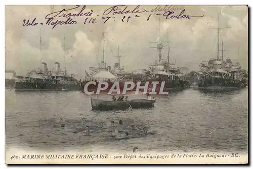 Cartes postales Bateau Guerre 5eme depot des equipages de la flotte La baignade