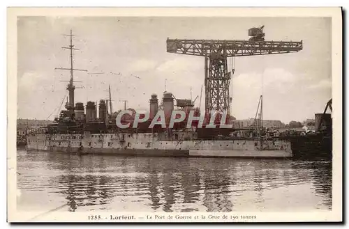 Ansichtskarte AK Bateau Guerre Lorient Le port de guerre et la grue de 150 tonnes