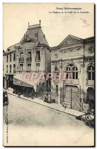 Cartes postales Le theatre et le Cafe de la Comedie Toul Biere Tourtel