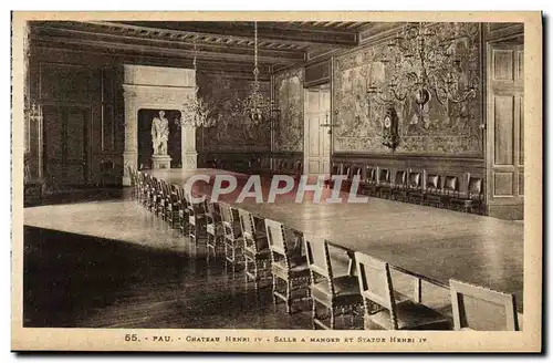 Cartes postales Pau Chateau Henri IV Salle a manger et statue Henri IV