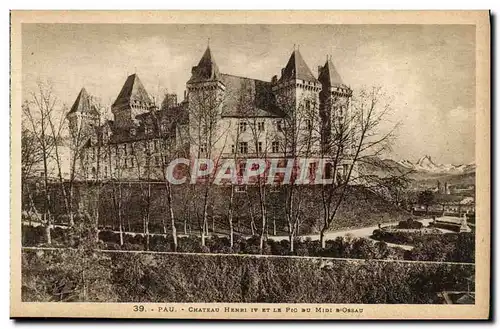 Cartes postales Pau Chateau Henri IV et le pic du Midi d'Ossau