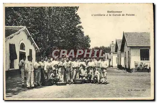 Cartes postales Militaria Sathonay L&#39artillerie a la corvee des patates