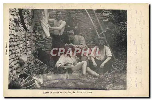 Cartes postales Militaria Apres la chasse aux boches Les chasse a courre Poux