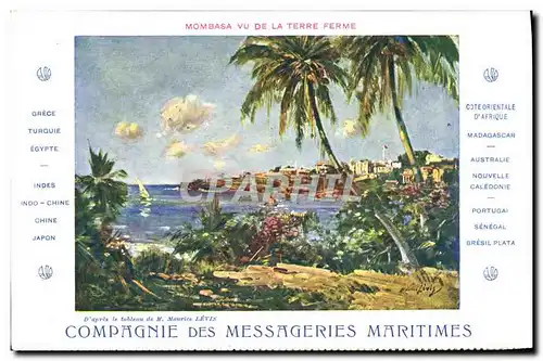 Ansichtskarte AK Bateau Compagnie des Messageries Maritimes Mombasa vu de la terre ferme