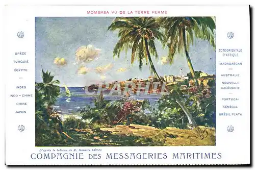 Cartes postales Bateau Compagnie des Messageries Maritimes Mombasa vu de la terre ferme